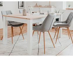 Rozkladací jedálenský stôl Bergen 160x90 cm, biela/dub artisan%