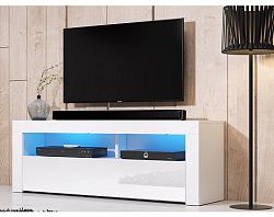 TV stolík s osvetlením Mex 140 cm, biely lesk%