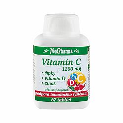 Medpharma Vitamín C 1200 Mg Šípky, Vit. D, Zinok 67 tabliet